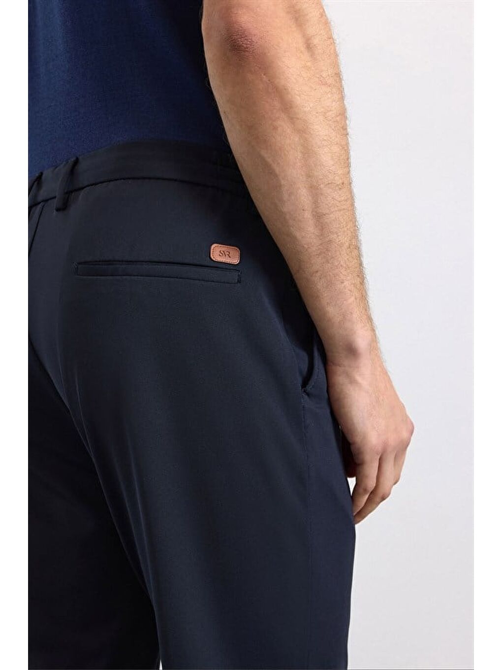 Lacivert Slim Düz Jogger Pantolon-3