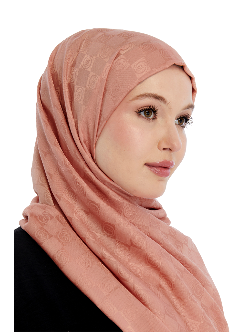 Pembe Monogram Dama Desen Şal-2