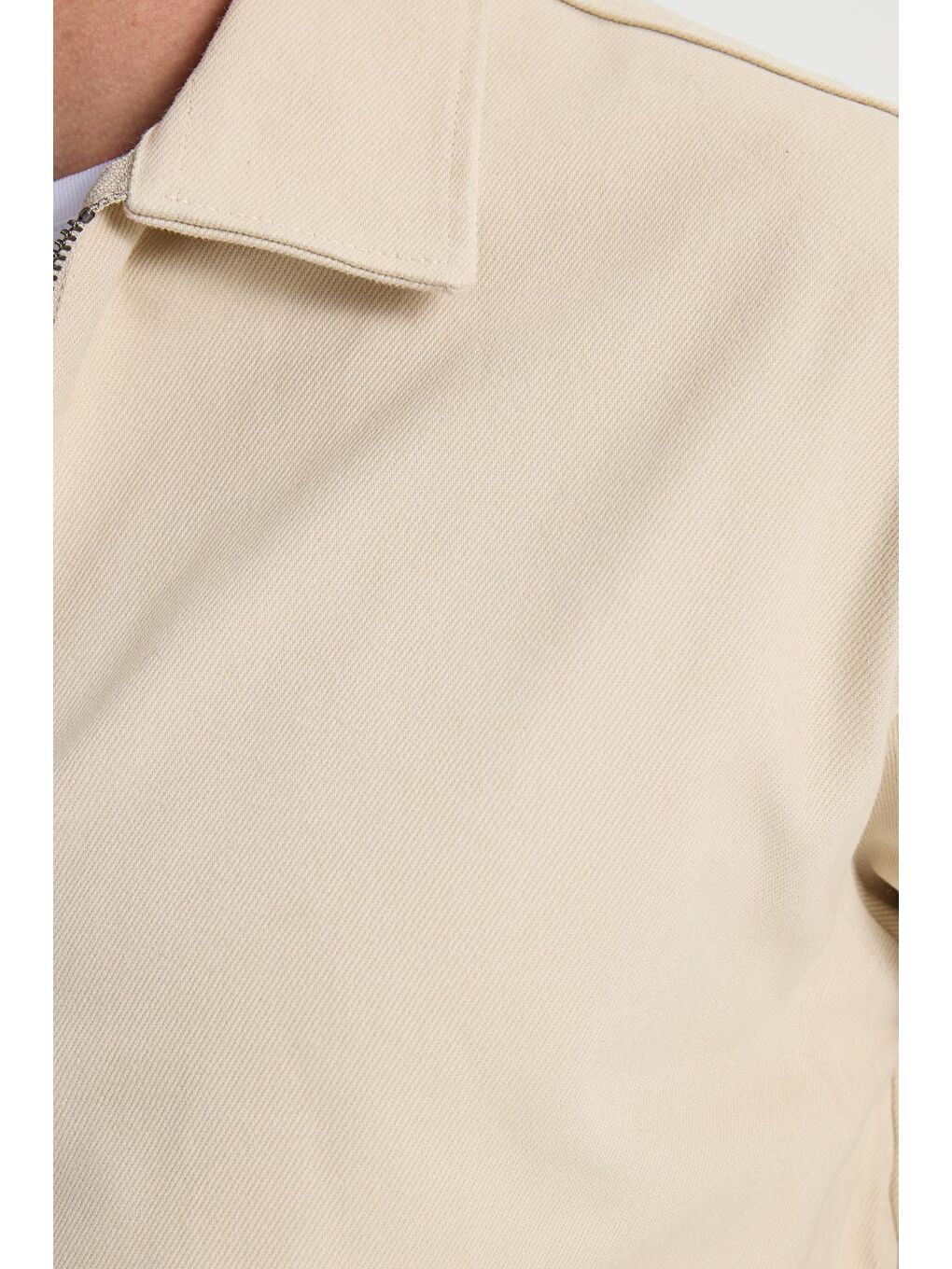 Bej Erkek Relax Fit Rahat Kesim Çift Cep Kapaklı Fermuarlı Beli Lastikli Düz Ceket-6