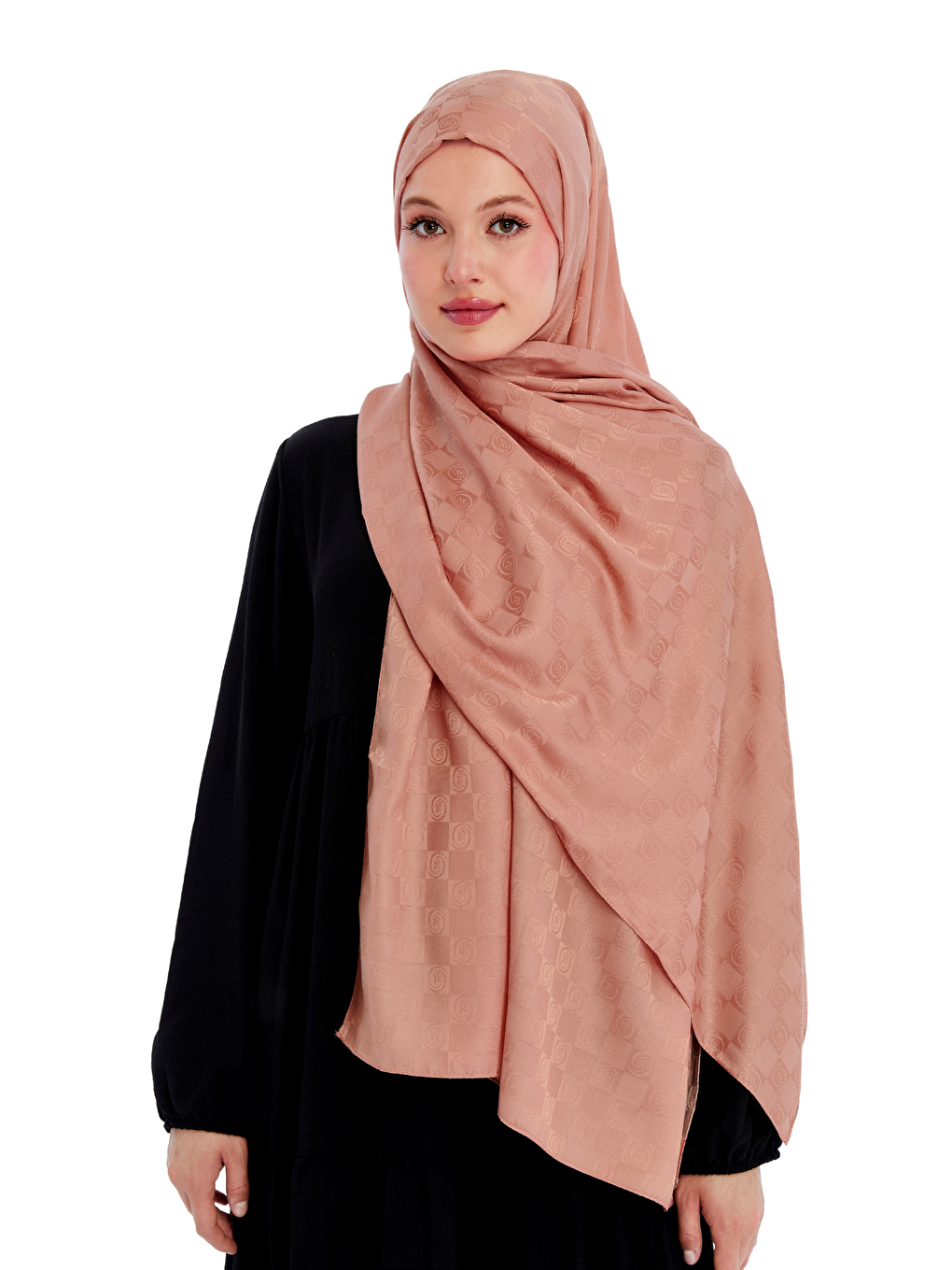 Pembe Monogram Dama Desen Şal-3