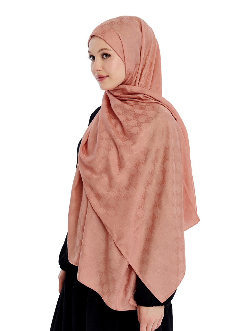 Pembe Monogram Dama Desen Şal-4