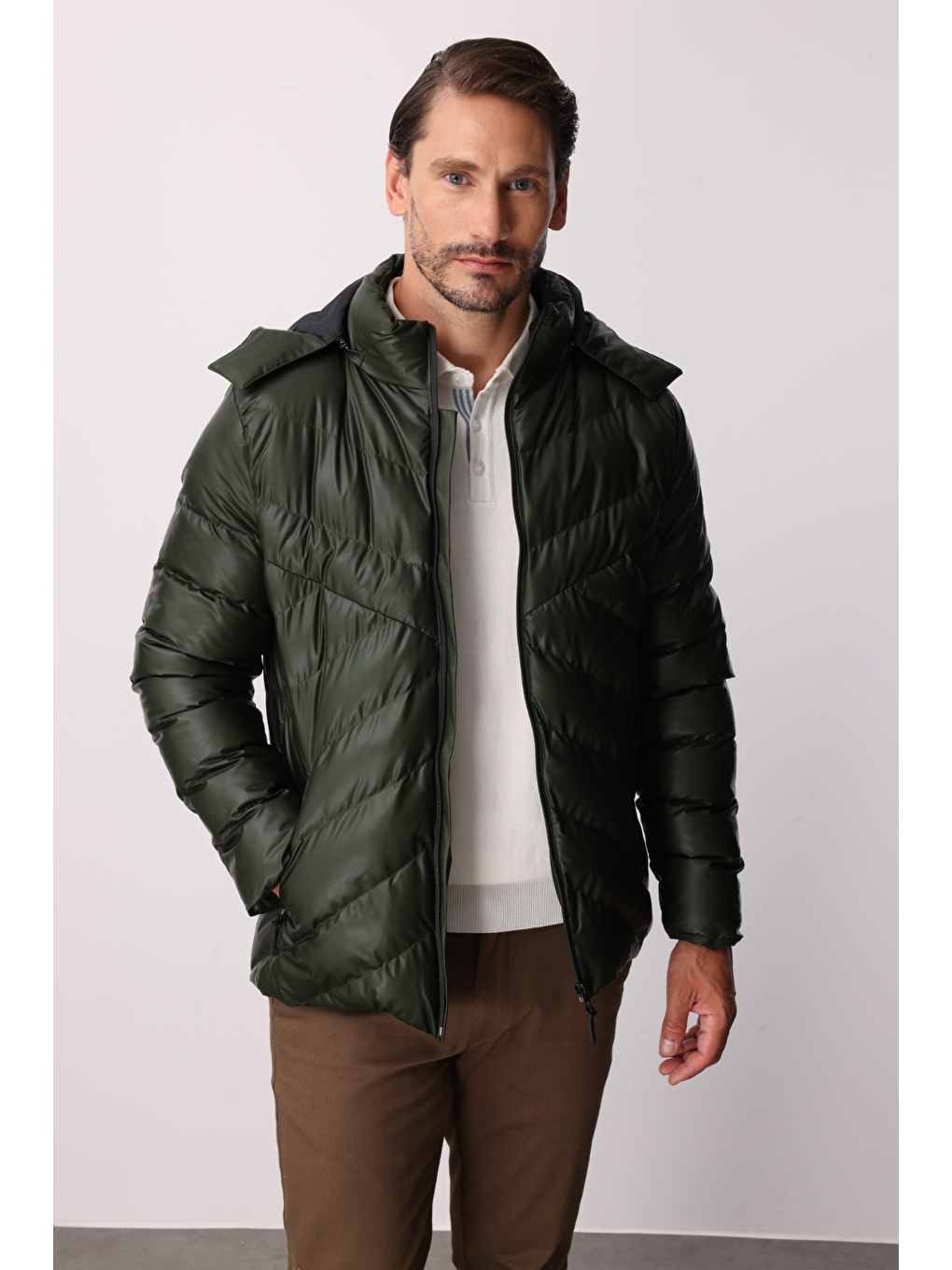 Erkek Haki Şişme Mont