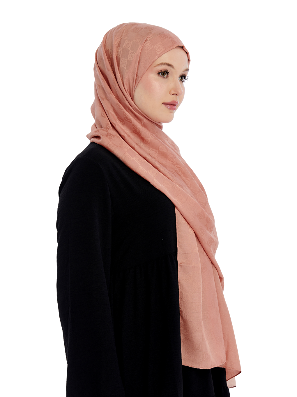 Pembe Monogram Dama Desen Şal-5