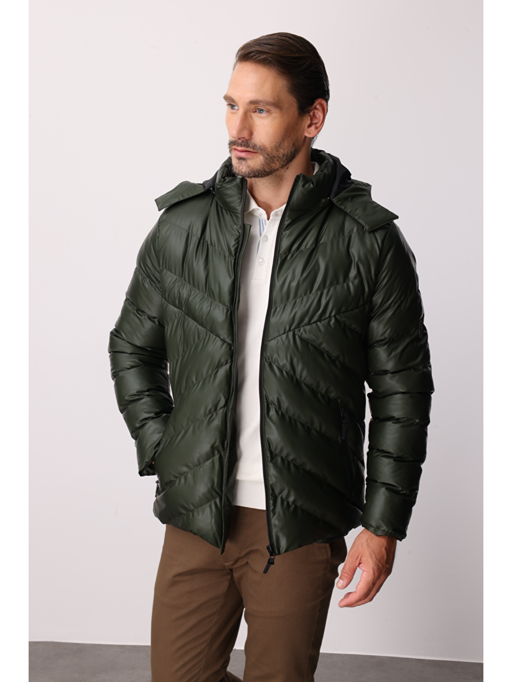 Erkek Haki Şişme Mont-1