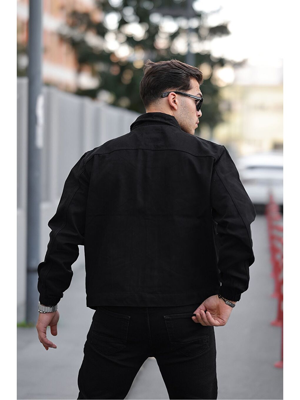 Siyah Çıtçıtlı Oversize Jean Ceket-3
