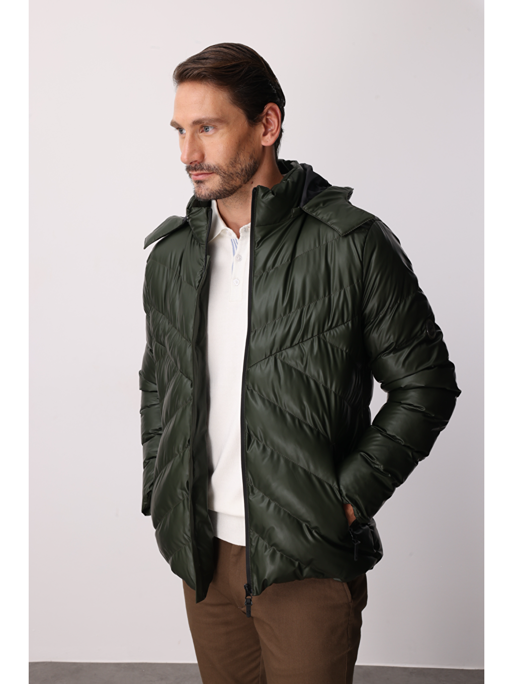 Erkek Haki Şişme Mont-2