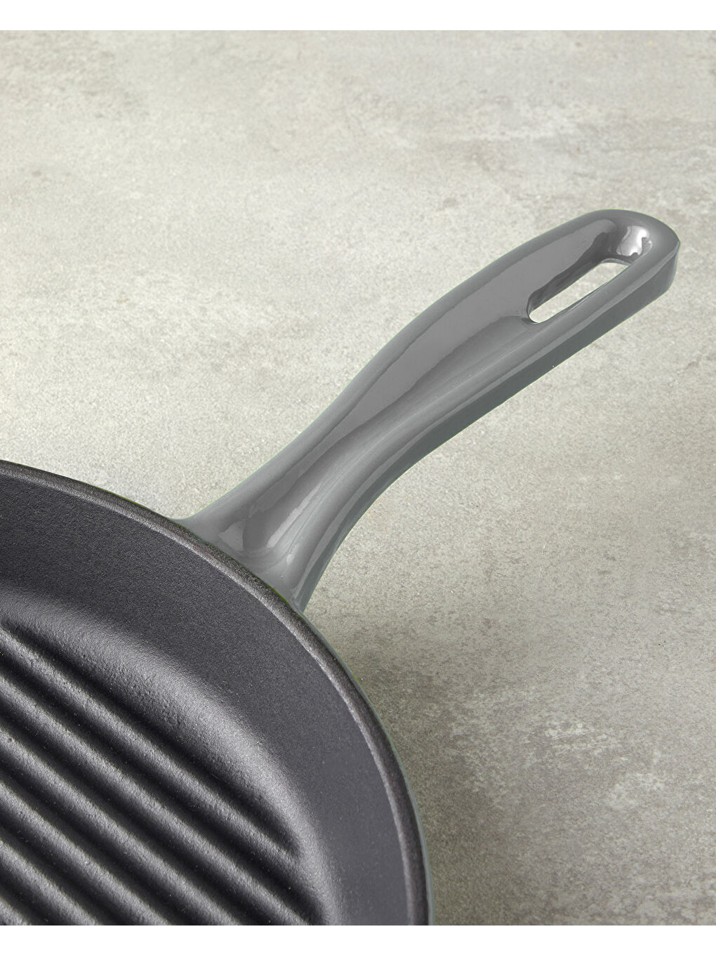 Hecha Demir Döküm Yuvarlak Grill Tava 28x4 cm Gri-2