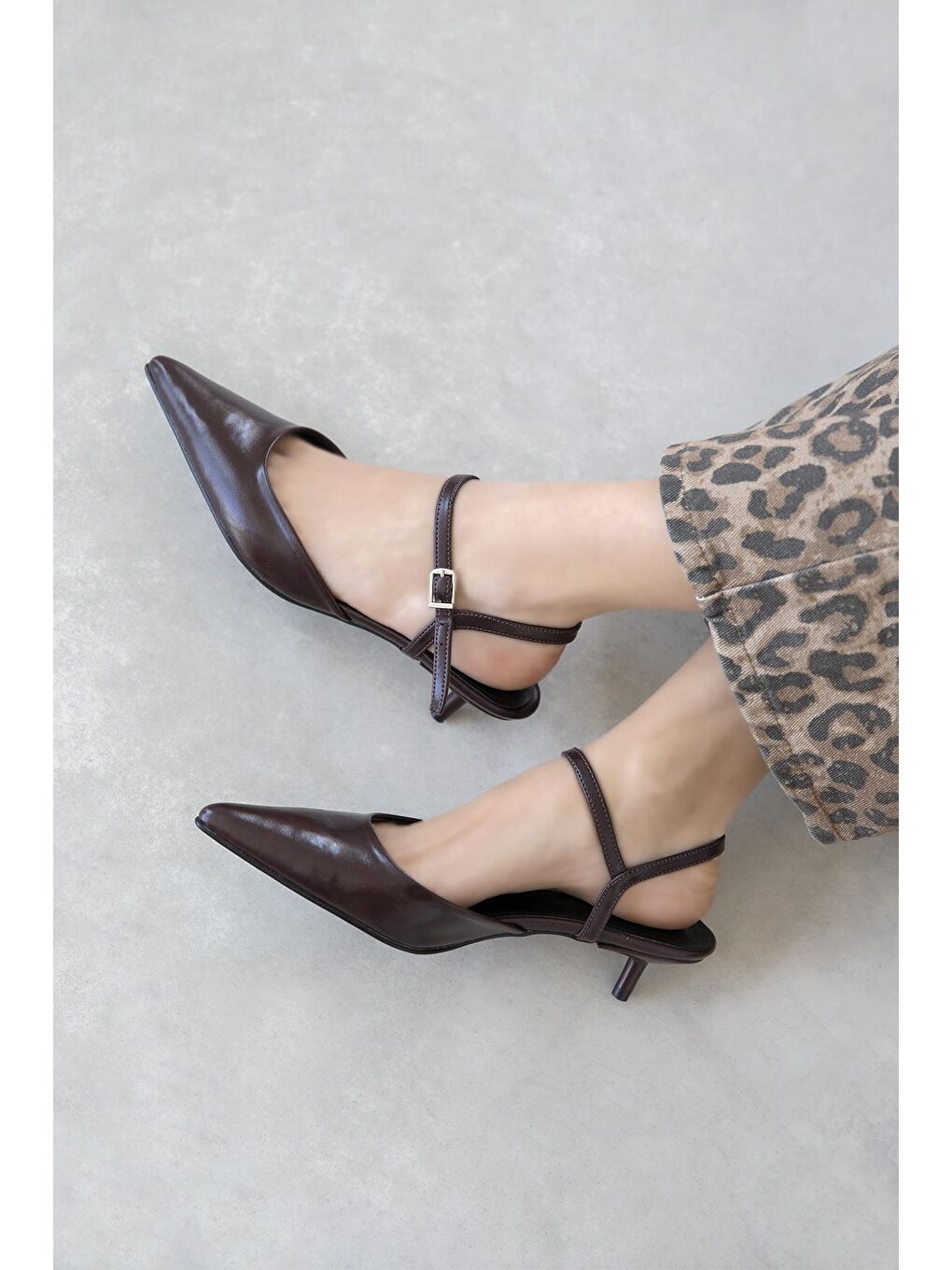 Melvin Kadın Topuklu Kırışık Deri Ayakkabı Bordo