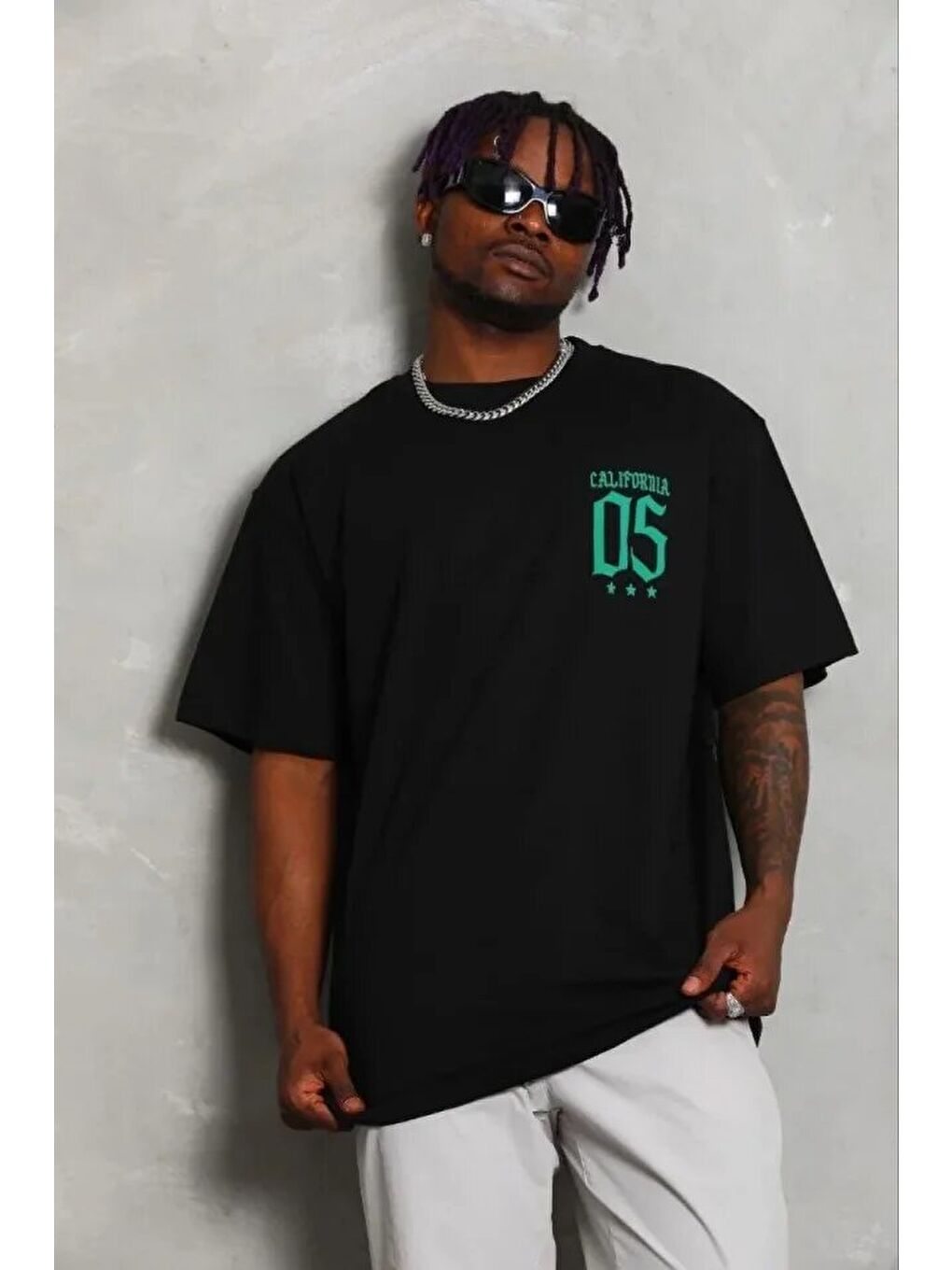 Siyah Erkek Baskılı Tişört Kısa Kol Bisiklet Yaka Regular Fit-1