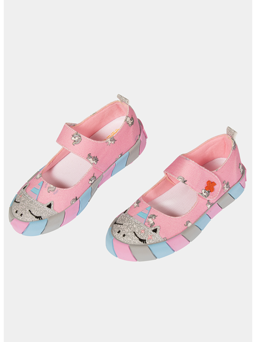 Pembe Kanvas 3D Baskılı Kız Çocuk Babet