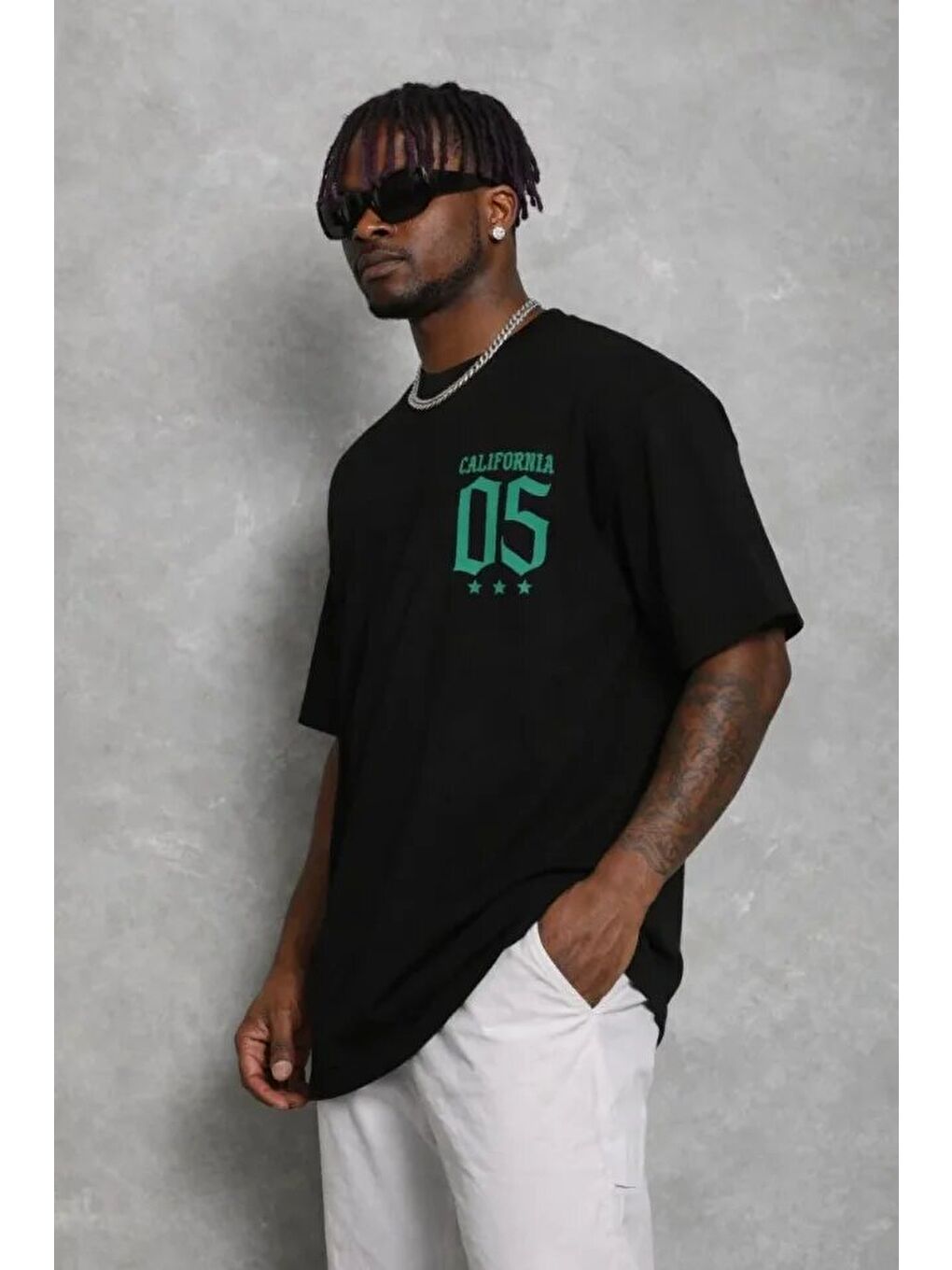 Siyah Erkek Baskılı Tişört Kısa Kol Bisiklet Yaka Regular Fit-2