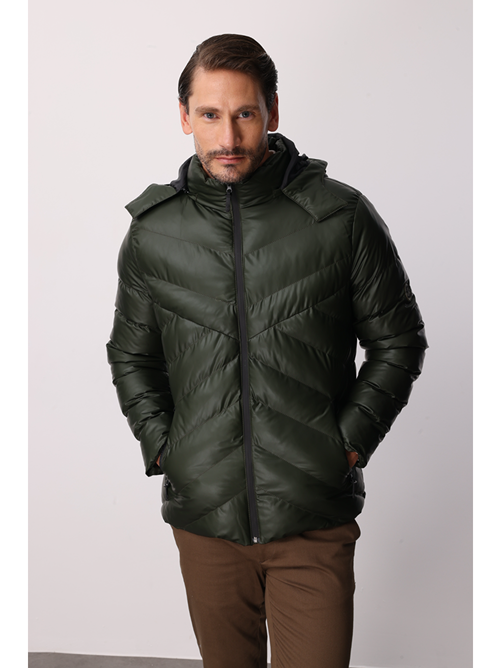 Erkek Haki Şişme Mont-6