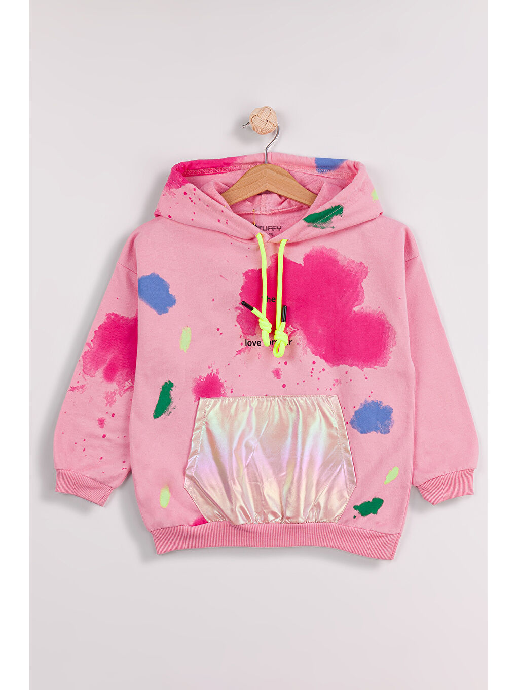 Pembe Kız Çocuk 2'li Paket Basic Sweatshirt-2