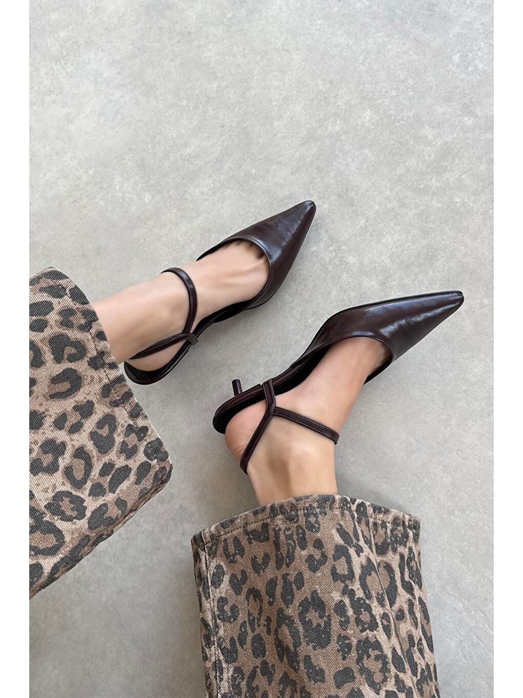 Melvin Kadın Topuklu Kırışık Deri Ayakkabı Bordo-1