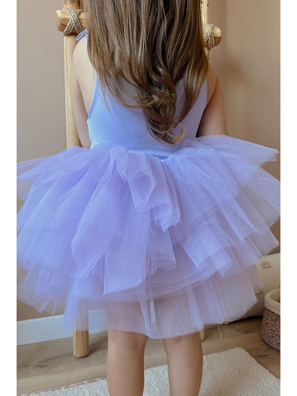 Lila Askılı Tül Etekli Kız Çocuk Elbise - Sophie-1