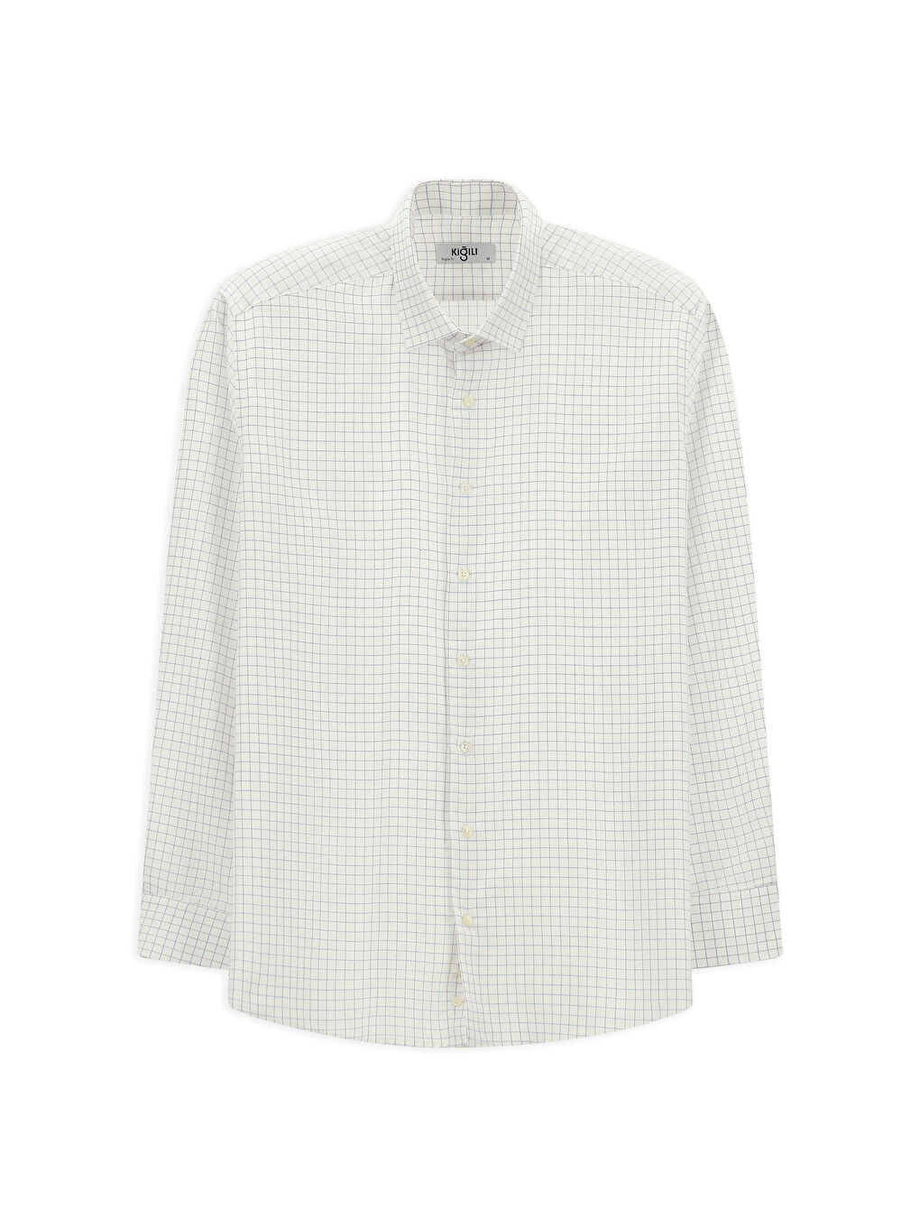 Beyaz Uzun Kol Regular Fit Pamuk Ekose %100 Pamuk Gömlek-6