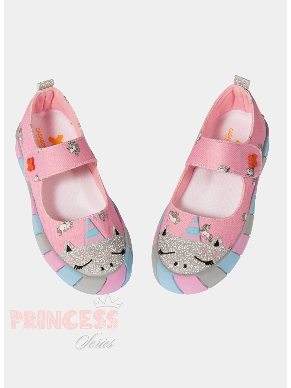 Pembe Kanvas 3D Baskılı Kız Çocuk Babet-1