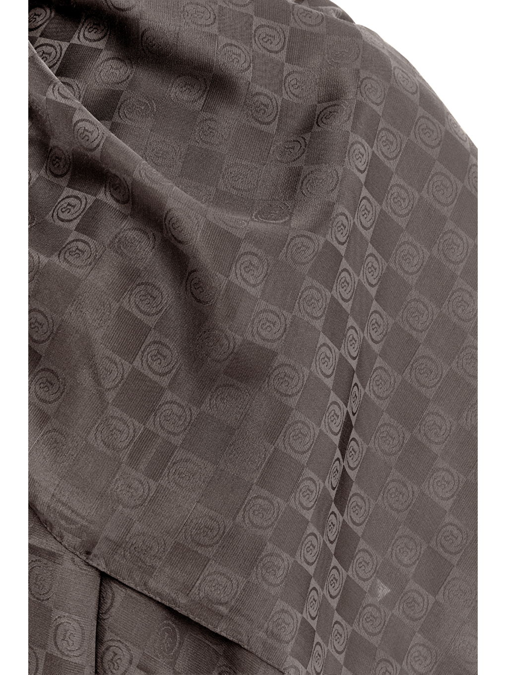 Kahverengi Monogram Dama Desen Şal-1