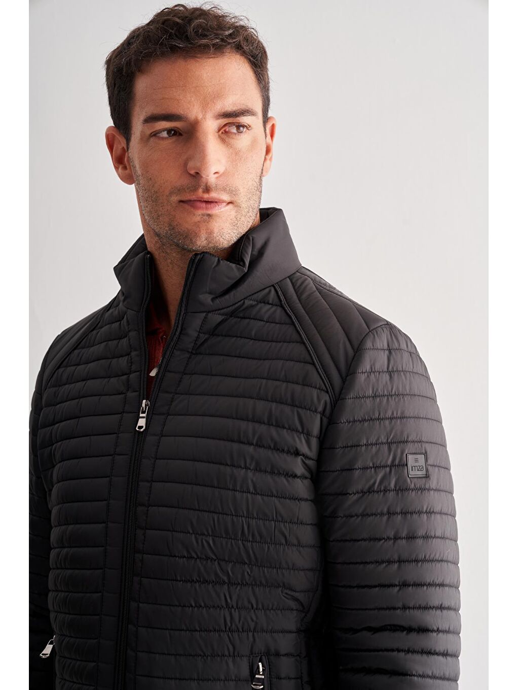 Siyah Dik Yaka Tam Astar Casual Slim Fit Kapitone Dolumlu Mont 1007255264-3