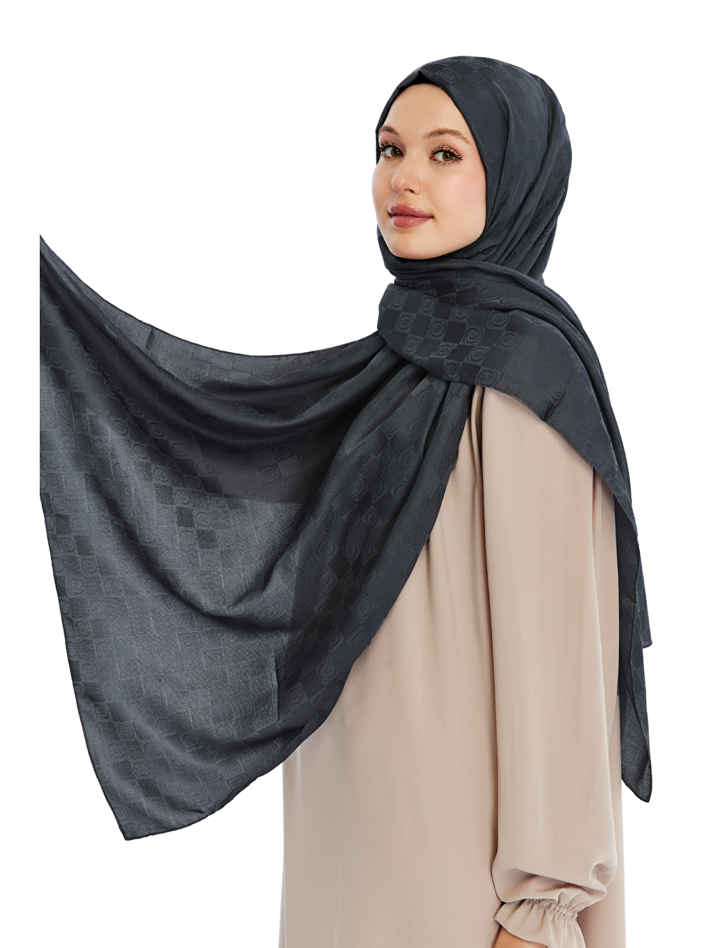 Antrasit Monogram Dama Desen Şal