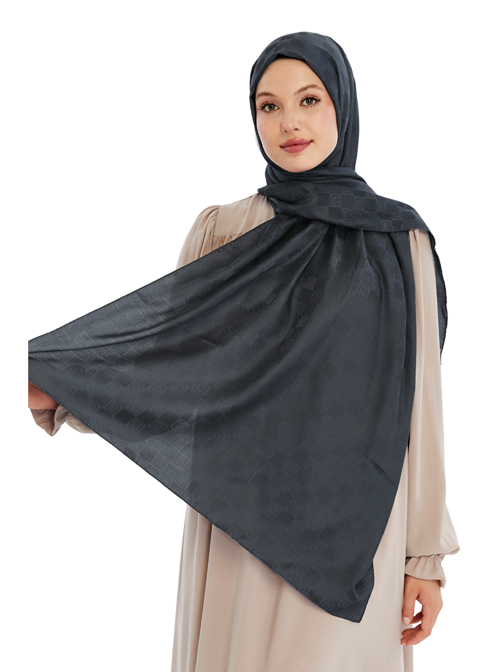 Antrasit Monogram Dama Desen Şal-2