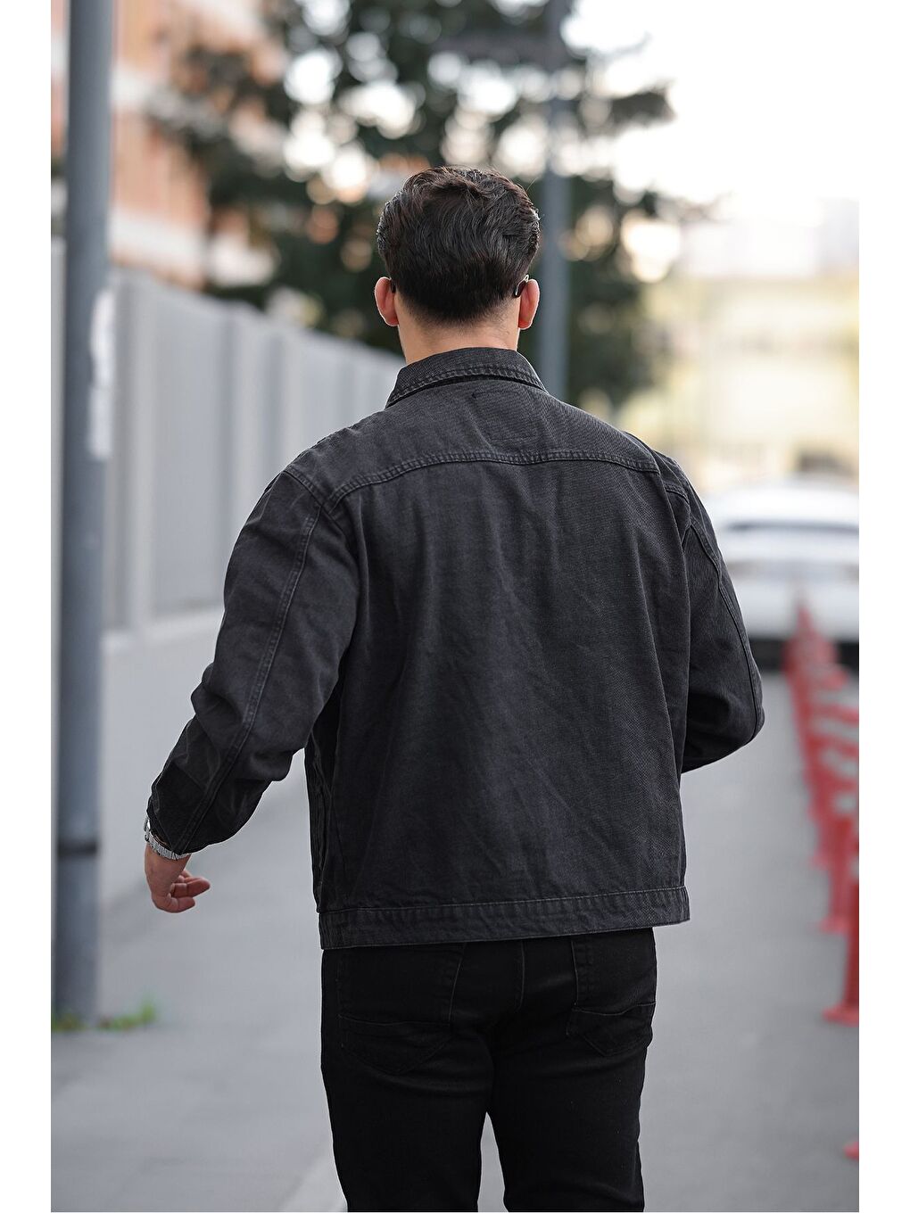Gri Çıtçıtlı Oversize Jean Ceket-3