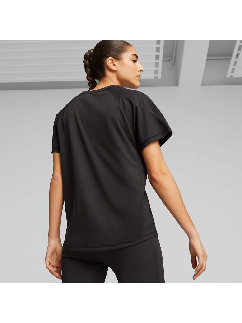 Siyah EVOSTRIPE Kadın Tişört-1