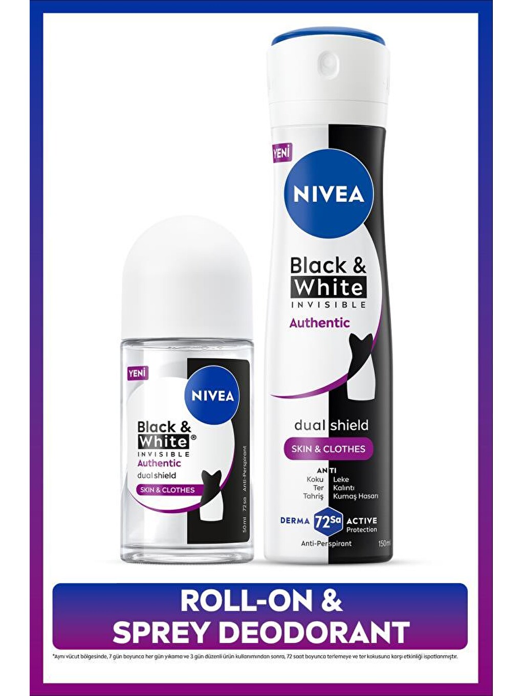 Kadın Sprey Deodorant Black&white Authentic 150ml Ve Roll-on 50ml, Terleme Ve Leke Karşıtı