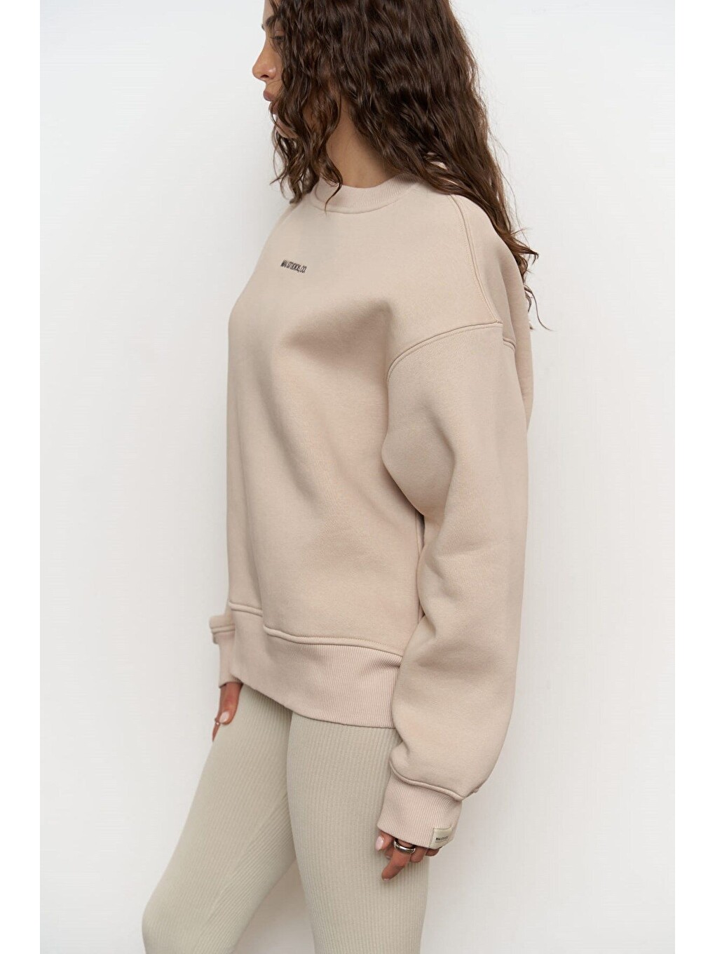 Beyaz Street Studios Kemik Oversize Sweatshirt-6