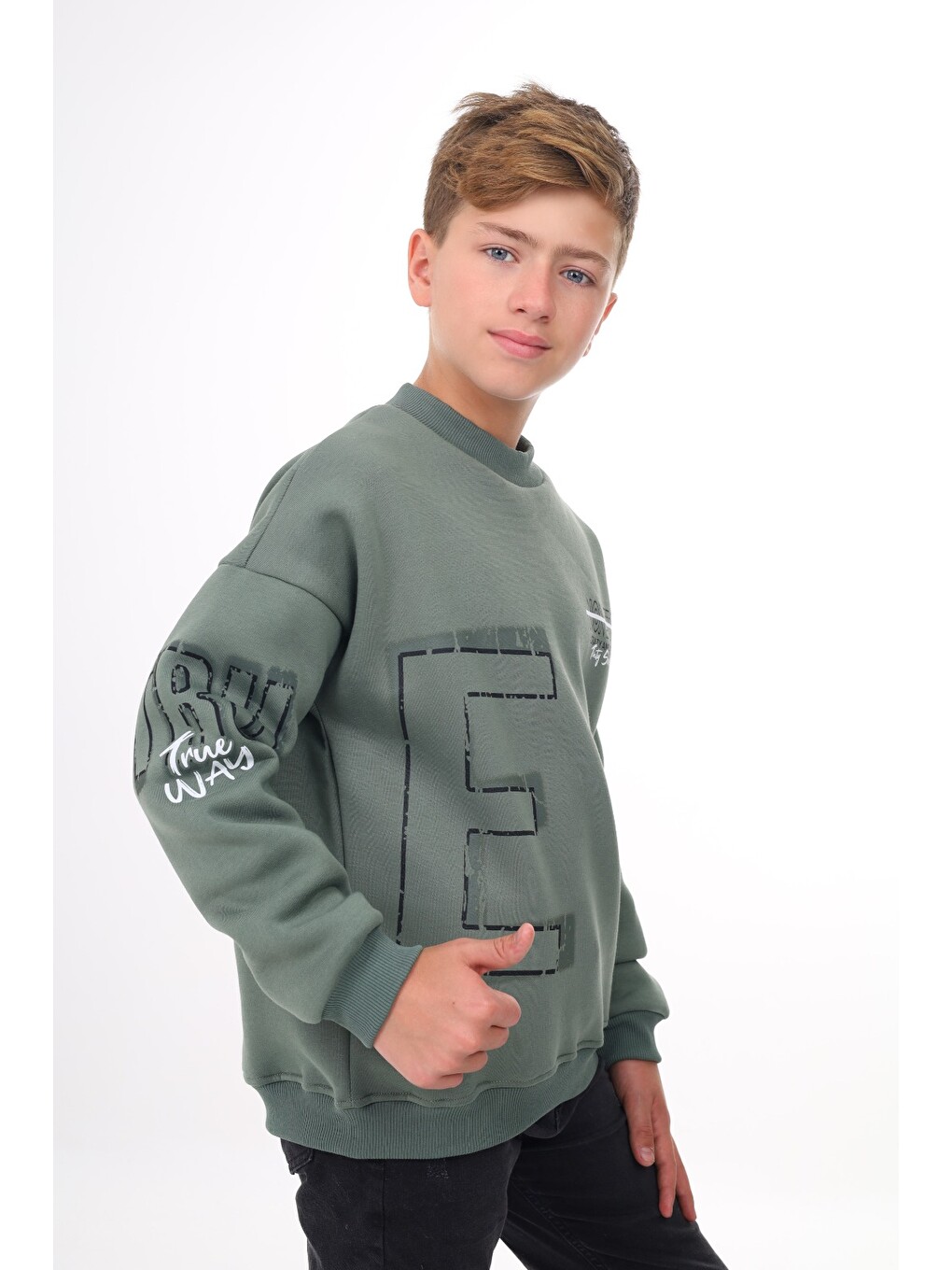 Yeşil Erkek Çocuk Baskılı Sweatshirt-2