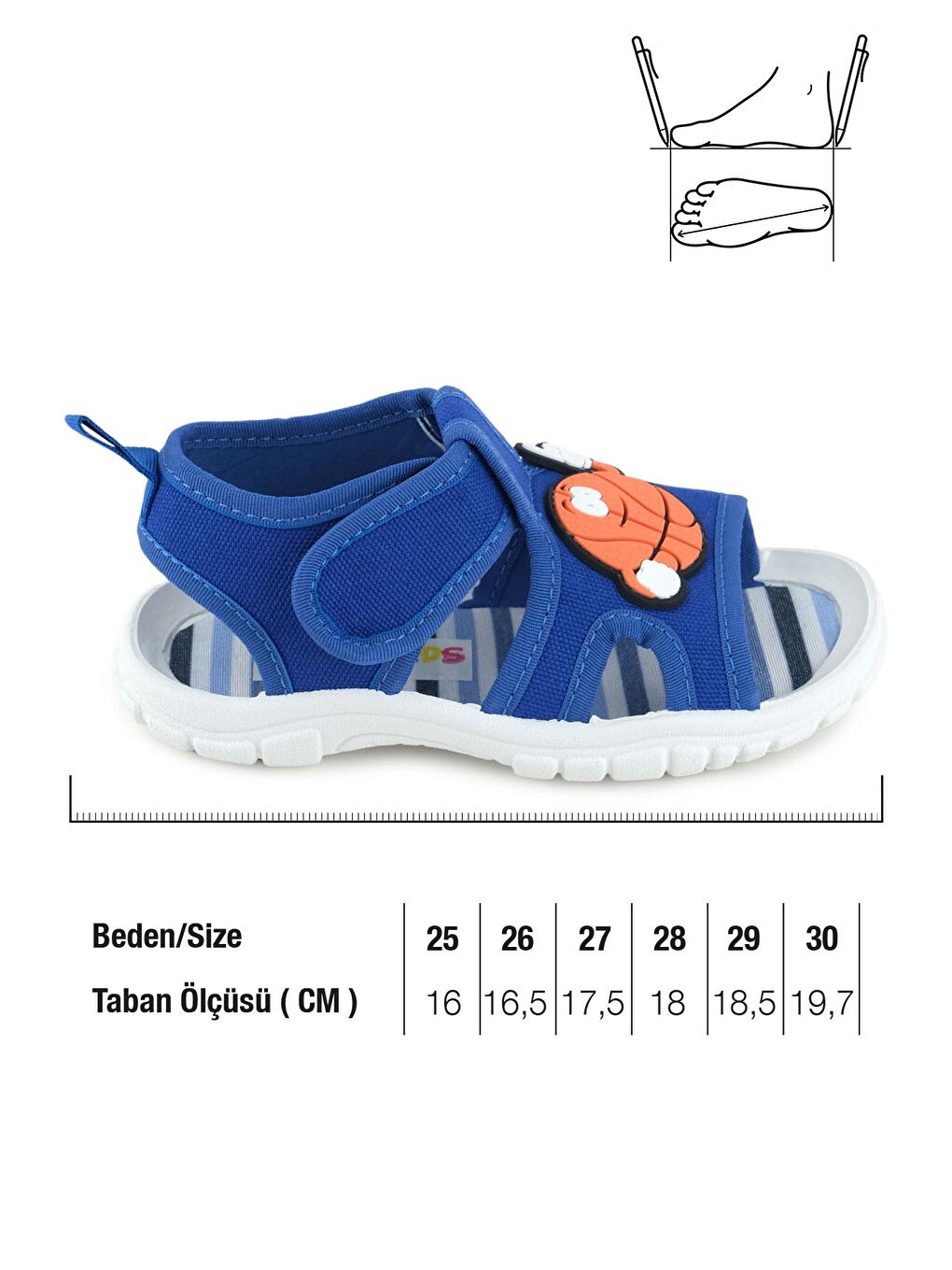 Mavi Erkek Çocuk Yazlık Rahat Taban Tek Cırt Cırtlı Ayarlanabilir Günlük Sandalet-1