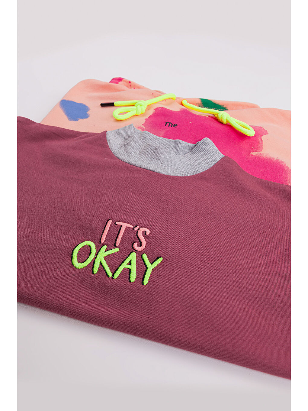 Mor Kız Çocuk 2'li Paket Basic Sweatshirt-1