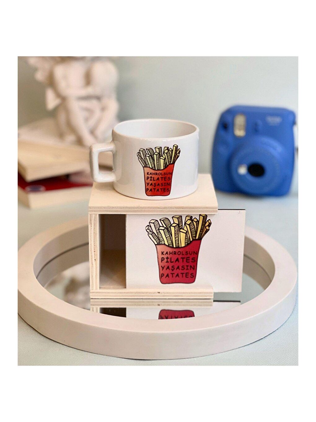 Karışık Kahrolsun Pilates Yaşasın Patates Tasarımlı Kutulu Kupa