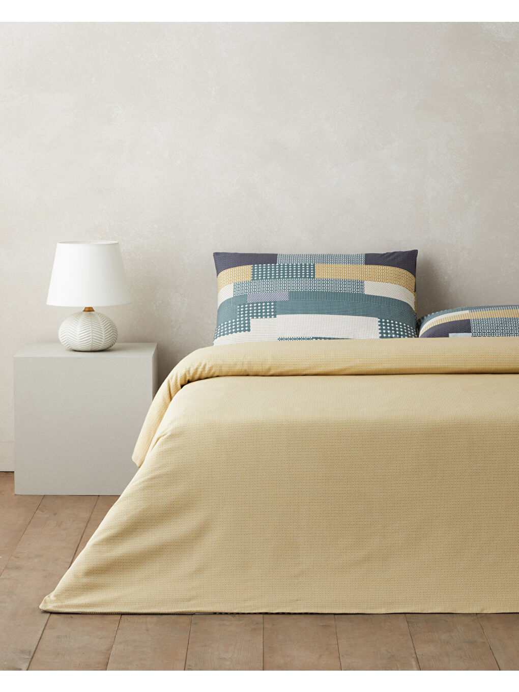 Ekru Mosaicca Kolay Ütülenir Çift Kişilik Nevresim Seti 200x220 cm Hardal-Yeşil-1