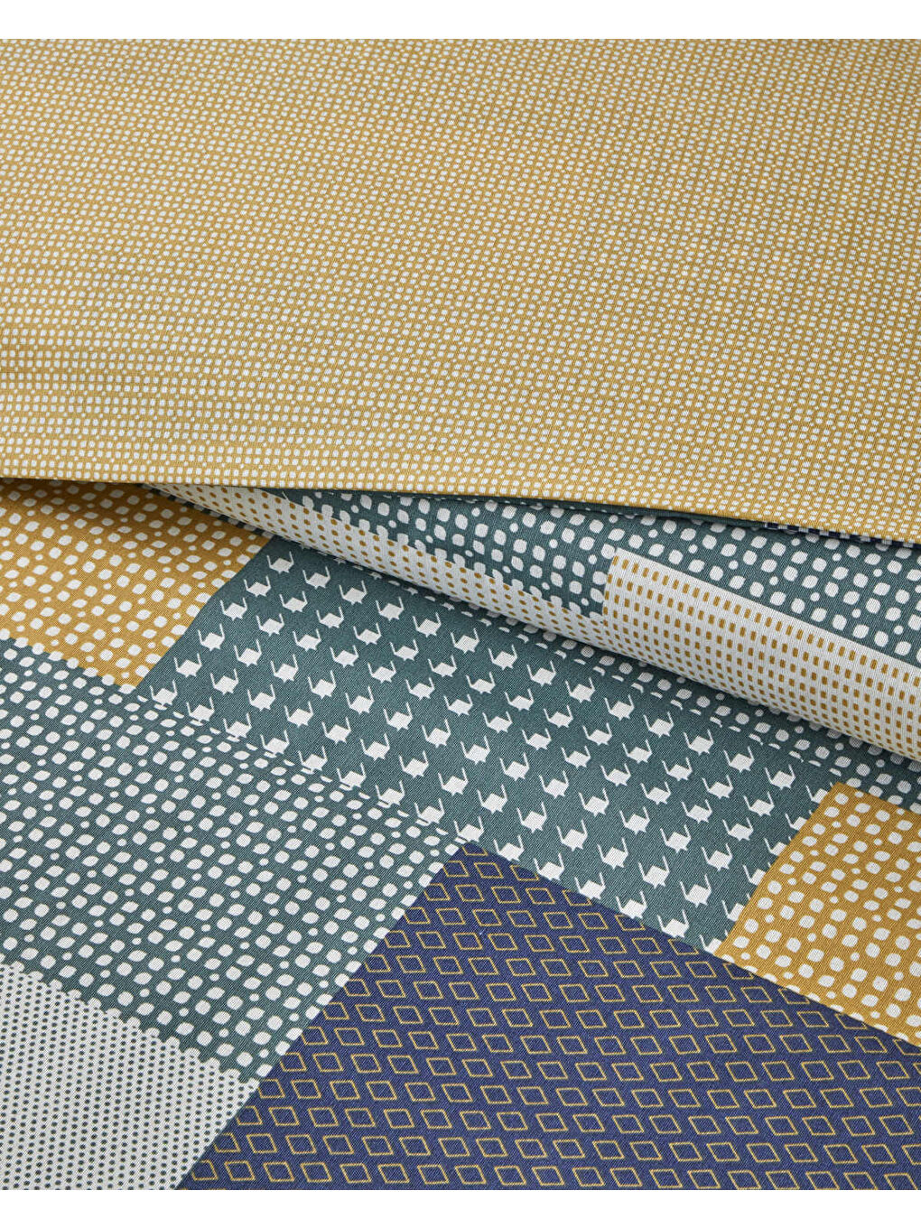 Ekru Mosaicca Kolay Ütülenir Çift Kişilik Nevresim Seti 200x220 cm Hardal-Yeşil-2