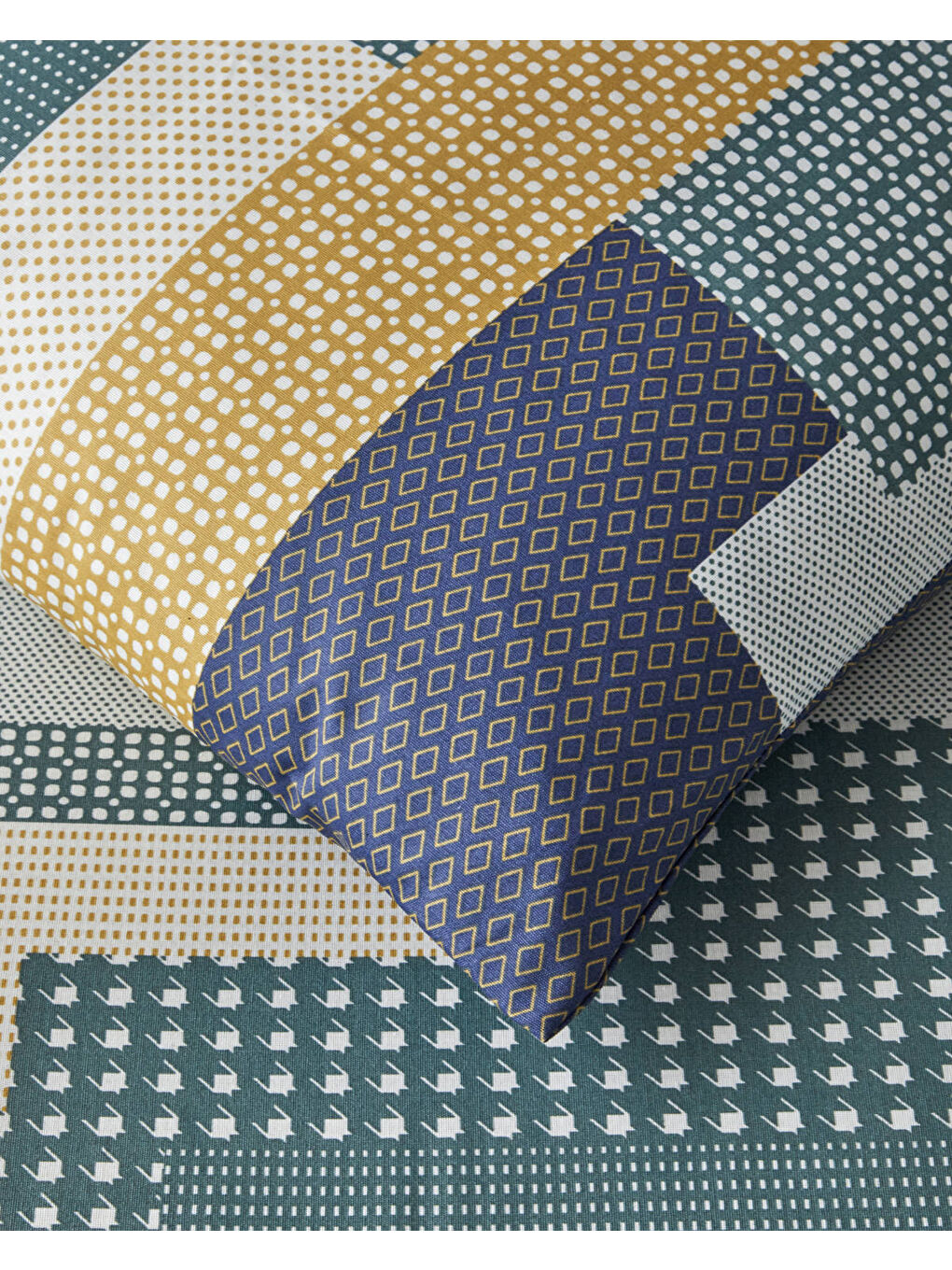 Ekru Mosaicca Kolay Ütülenir Çift Kişilik Nevresim Seti 200x220 cm Hardal-Yeşil-3