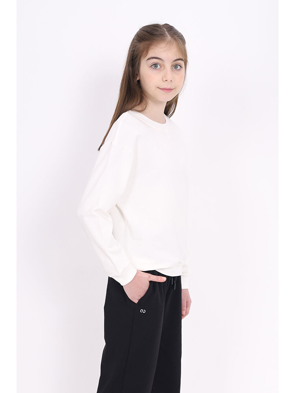Ekru Kız Çocuk Baskılı Sweatshirt-1