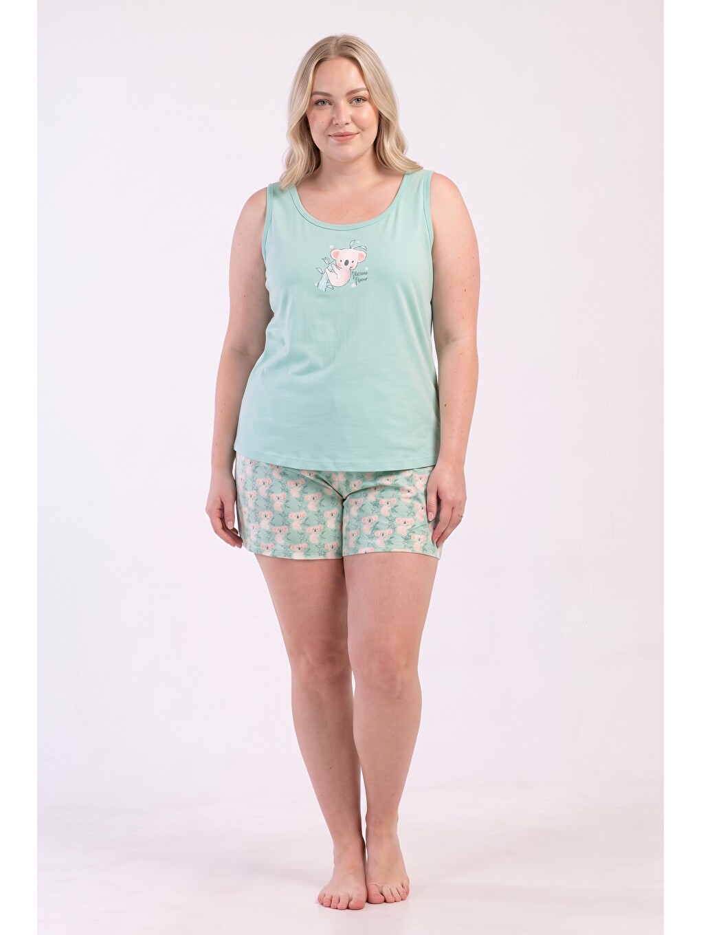 Yeşil Şortlu Kadın Pijama Takımı-3