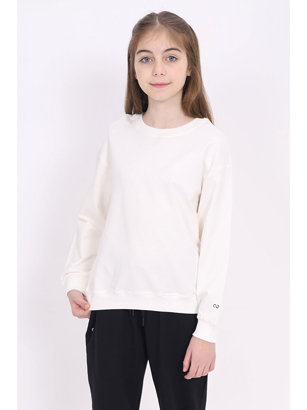 Ekru Kız Çocuk Baskılı Sweatshirt-2