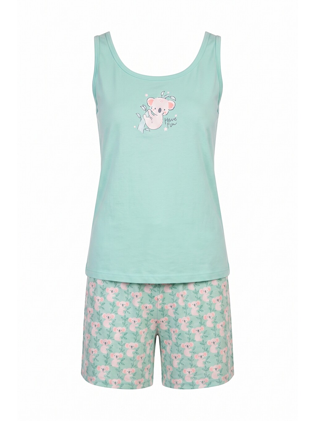 Yeşil Şortlu Kadın Pijama Takımı-4