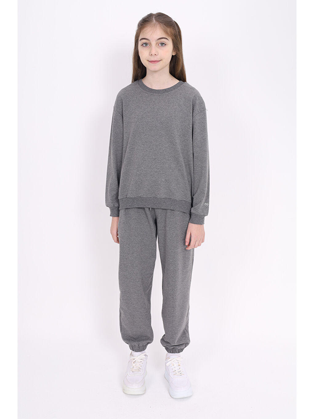 Antrasit Kız Çocuk Baskılı Sweatshirt