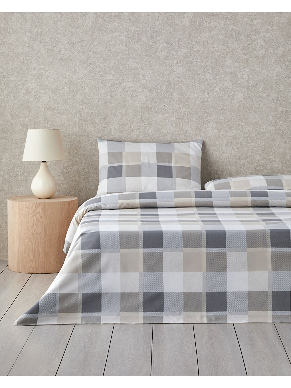 Bej Bold Pattern Kolay Ütülenir Çift Kişilik Nevresim Takımı 200x220 cm Taş Rengi