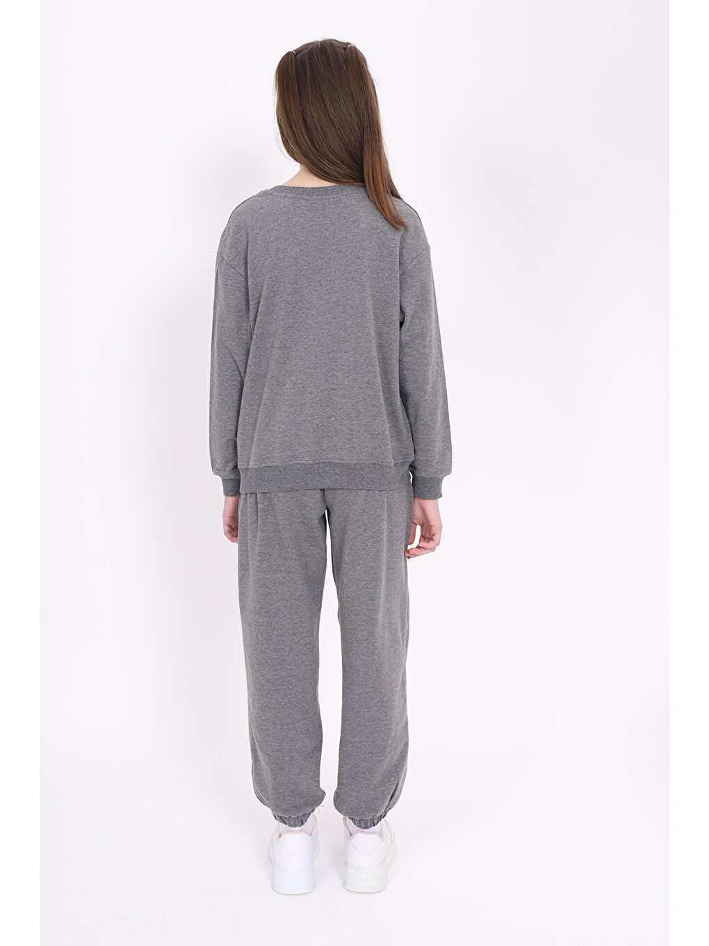 Antrasit Kız Çocuk Baskılı Sweatshirt-4