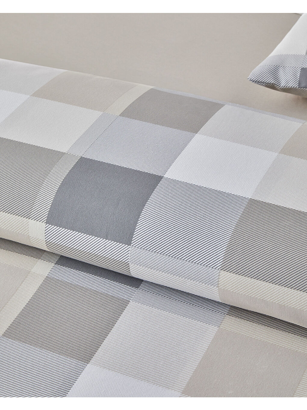 Bej Bold Pattern Kolay Ütülenir Çift Kişilik Nevresim Takımı 200x220 cm Taş Rengi-2