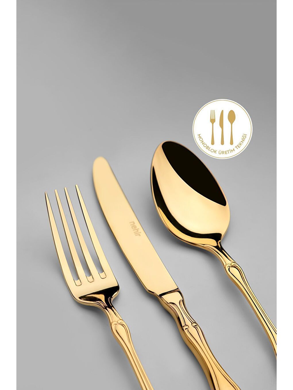 Sarı Adriana Full Altın 12 Kişilik 89 Parça Deri Kutulu Çatal Kaşık Bıçak Takımı-1