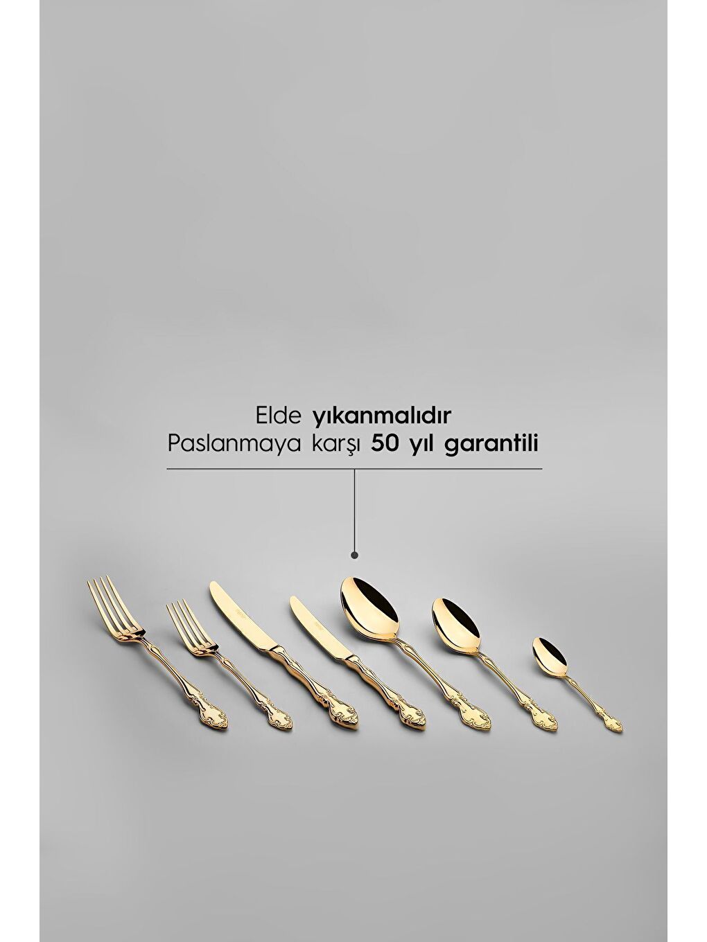 Sarı Adriana Full Altın 12 Kişilik 89 Parça Deri Kutulu Çatal Kaşık Bıçak Takımı-2