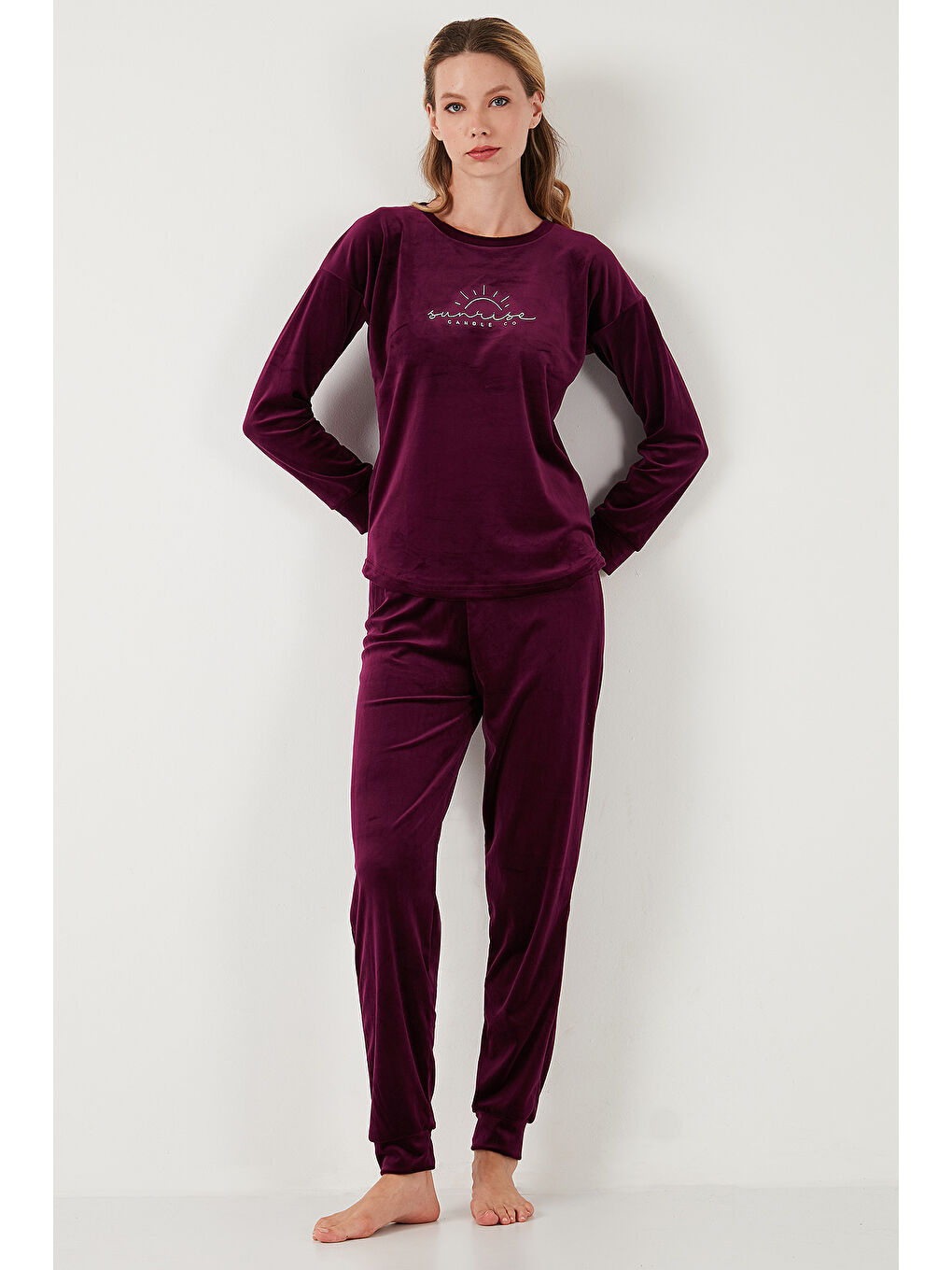 Lela Mor Standart Fit Bisiklet Yaka Kadın Pijama Takımı 6094201 - 1