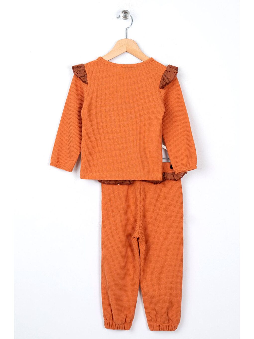 Kahverengi Bisiklet Yaka Cepli Kız Çocuk Eşofman Takım-1