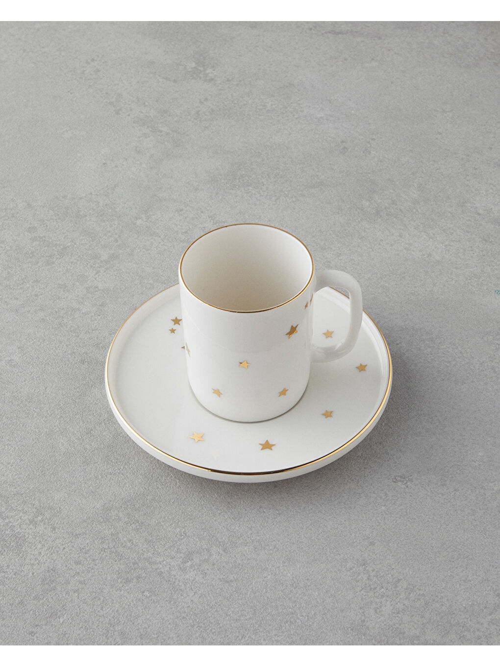 Sarı Talisman Star Bone Porselen 4 Parça 2 Kişilik Kahve Fincan Takımı 90 ml Gold-2