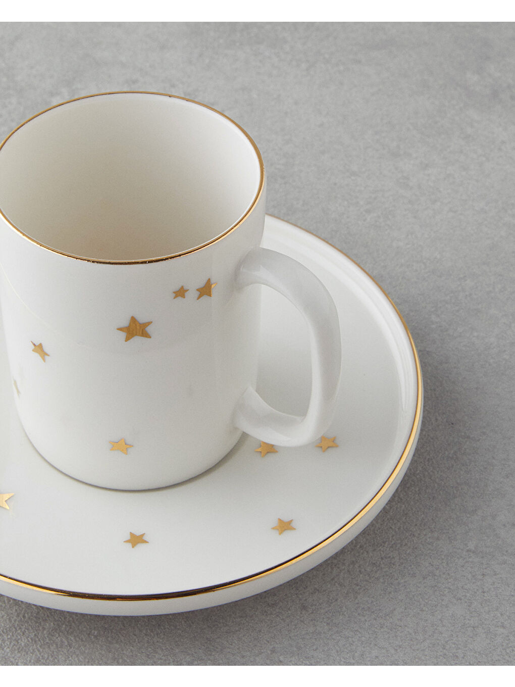 Sarı Talisman Star Bone Porselen 4 Parça 2 Kişilik Kahve Fincan Takımı 90 ml Gold-3